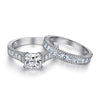 Cushion Cut 2 in 1 Sterling Silver Bridal Set