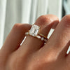 Exclusive Golden Tone Emerald Cut Bridal Set For Women In Sterling Silver