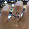 Rose Golden Cushion Cut Engagement Ring with Under Double Halo