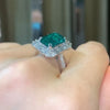 Vintage Green Emerald Cut 925 Sterling Silver Engagement Ring
