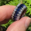 Gorgeous Eternity Triple Row Blue Sterling Silver Wedding Band