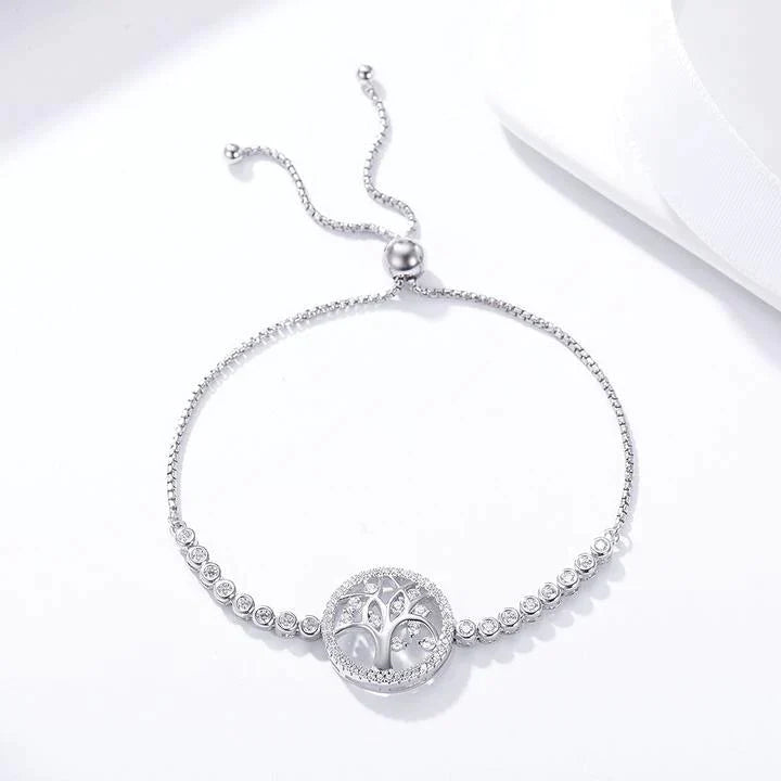 Tree of Life Adjustable 925 Sterling Silver Tennis Bracelet