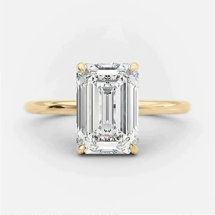 Emerald Cut Sterling Silver Solitaire Engagement Ring For Her