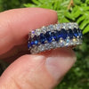 Gorgeous Eternity Triple Row Blue Sterling Silver Wedding Band