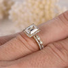 Luxury Golden Tone Halo Emerald Cut Sterling Silver Bridal Set