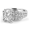 Round Cut Double Prong Three-Row Engagement Ring