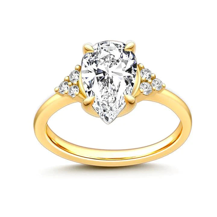 Pear Cut Solitaire Ring with Side Stone