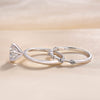 Classic Round Cut Solitaire Wedding Bridal Set In Sterling Silver