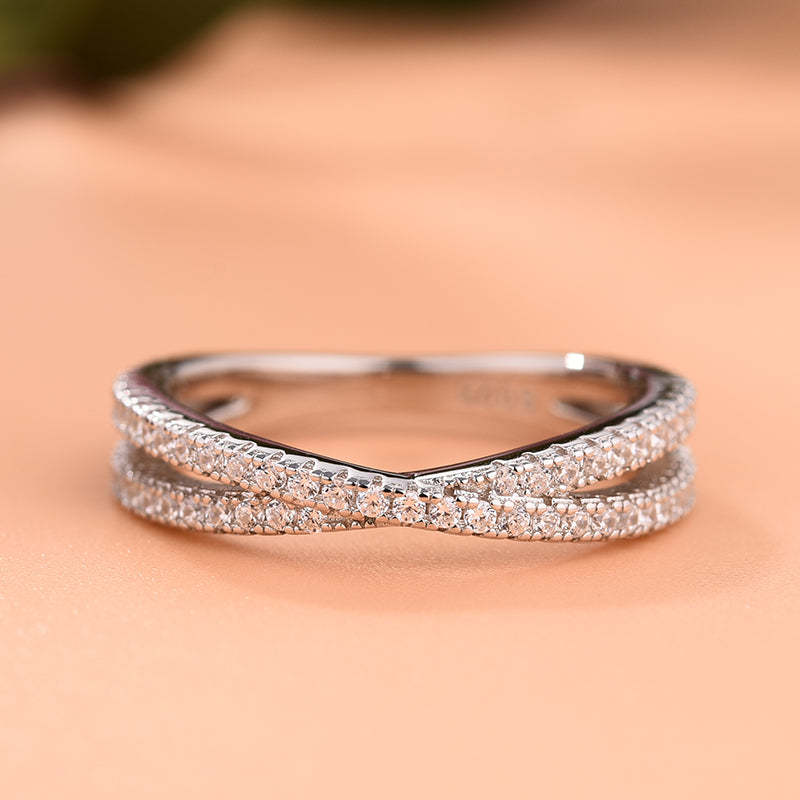 Classic X Criss Cross Wedding Band In Sterling Silver