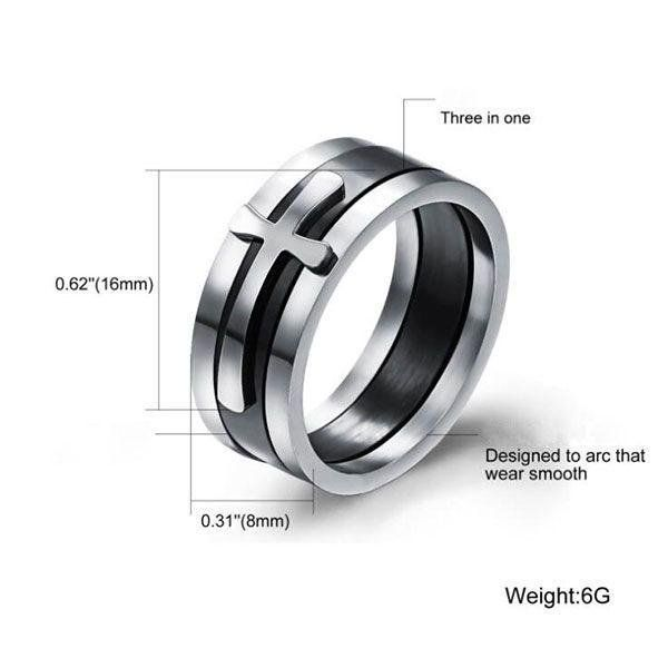 Detachable Cross Titanium Steel Men's Wedding Band