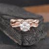 Rose Golden Twist Round Cut Wedding Set