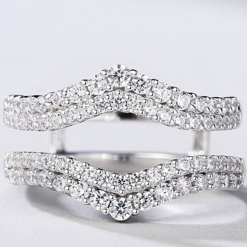 Double Row Elegant Ring Enhancer In Sterling Silver