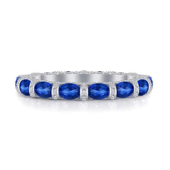 Oval Cut Cornflower Sapphire Gem Eternity Band