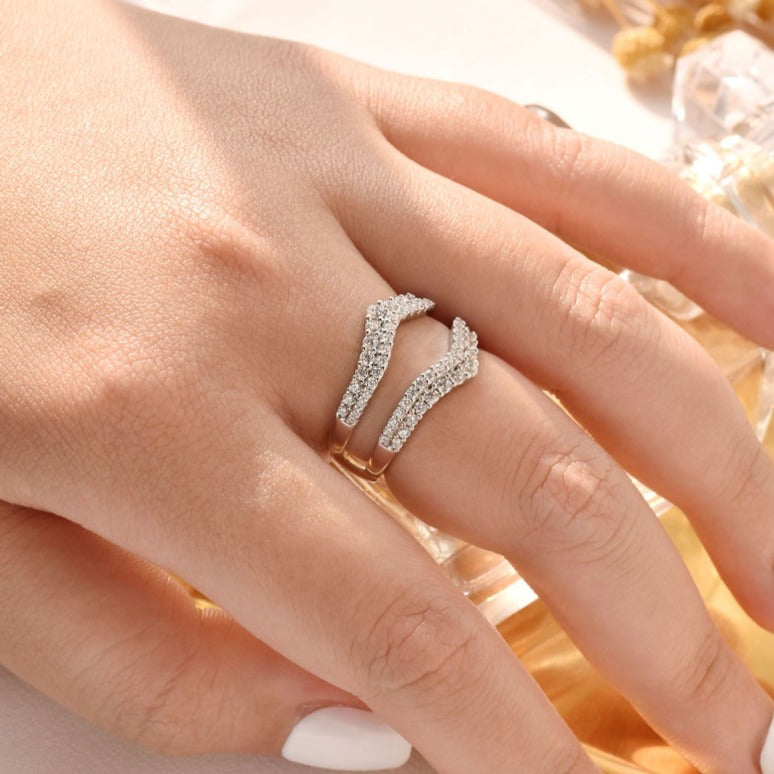 Double Row Elegant Ring Enhancer In Sterling Silver