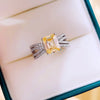 3 Carat Citrine Emerald Cut Rectangle Engagement Ring In Sterling Silver