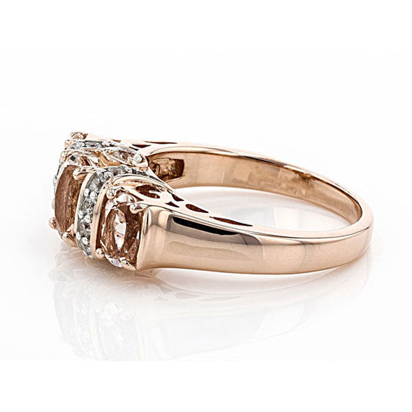 Luxurious Rose Golden Tone Champagne Sterling Silver Engagement Ring