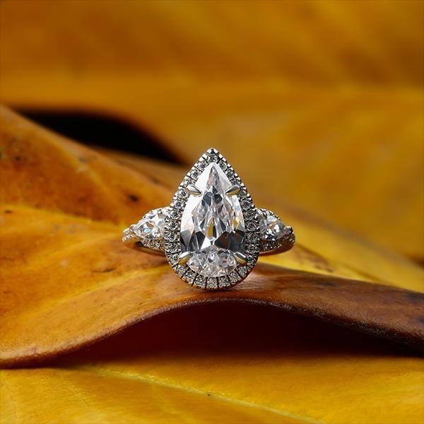 Pear Cut Halo Engagement Ring