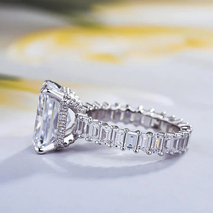 4.0 CT. Princess Cut Engagement Ring With Eternity Band