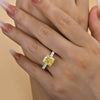 Two-tone Cushion Cut Yellow Gemstone Sterling Silver Engagement Ring