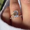 Luxurious Golden Tone Emerald Cut Wedding Bridal Set In Sterling Silver