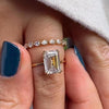 Luxurious Golden Tone Emerald Cut Wedding Bridal Set In Sterling Silver