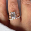 Luxurious Golden Tone Emerald Cut Wedding Bridal Set In Sterling Silver