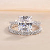 2Pcs Solitaire Golden Tone Cushion Cut Bridal Set Rings In Sterling Silver