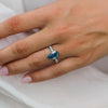 Classic Blue Sapphire Pear Cut Sterling Silver Engagement Ring