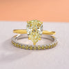 Golden Tone Pear Cut Yellow Gemstone Sterling Silver Wedding Bridal Set