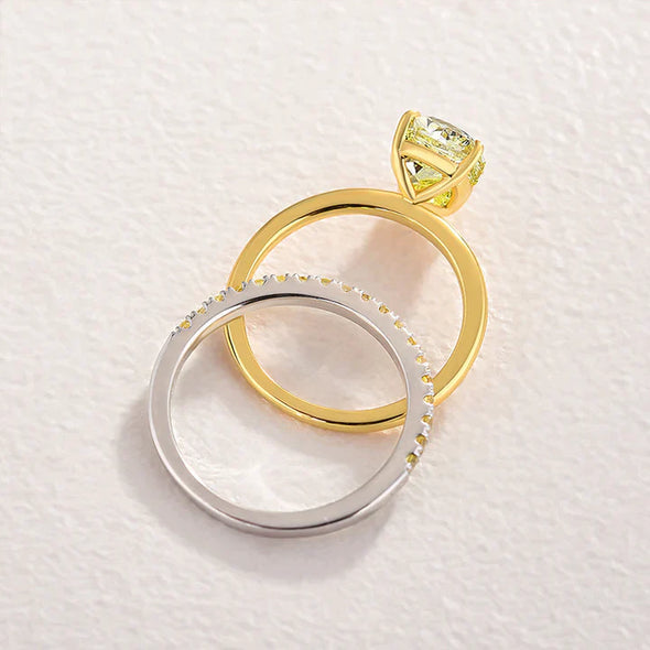 Golden Tone Pear Cut Yellow Gemstone Sterling Silver Wedding Bridal Set