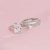 4PCS Radiant Cut Ring With Baguette & Pear Band Sterling Silver Bridal Set