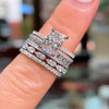 4PCS Radiant Cut Ring With Baguette & Pear Band Sterling Silver Bridal Set