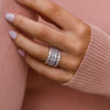 Stunning 3PC Two Tone Cushion Cut Sterling Silver Wedding Band