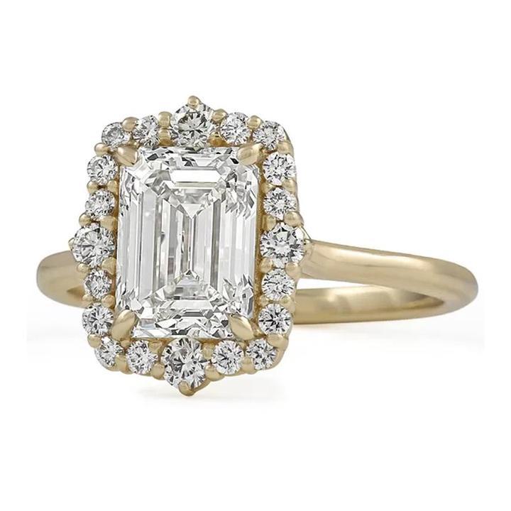 Emerald Cut Halo Engagement Ring