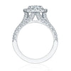 3.25ct Round Cut Sterling Silver Halo Triple Band Engagement Ring