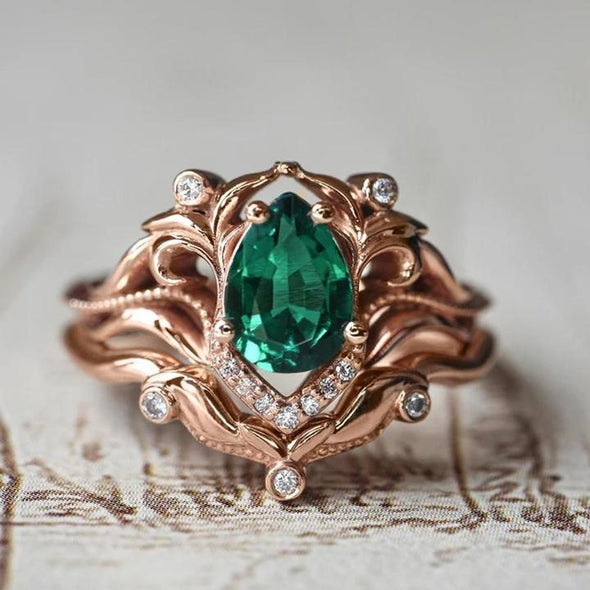 Vintage Emerald Vine Design Wedding Bridal Set