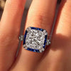 Cushion Cut Sapphire Engagement Ring Sterling Silver