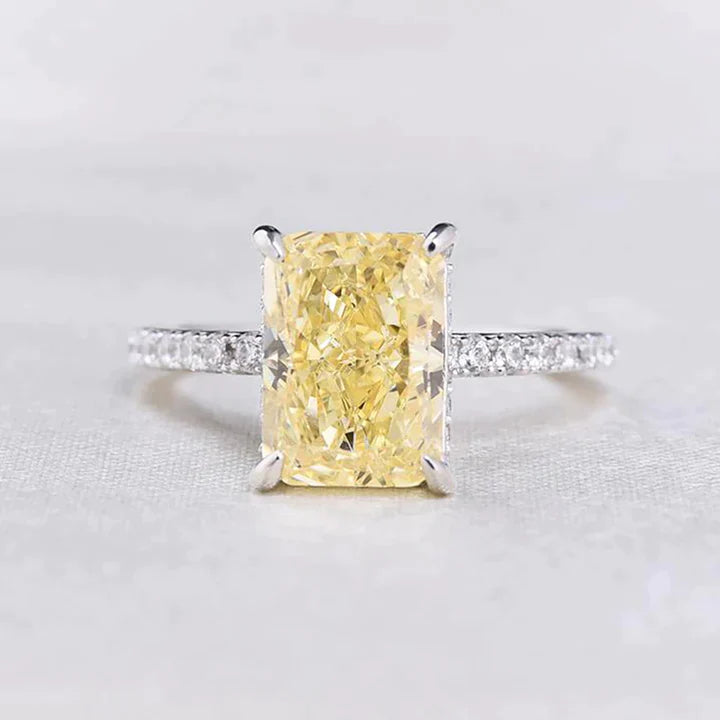 Yellow Radiant Cut Bridal Sets In Sterling Silver