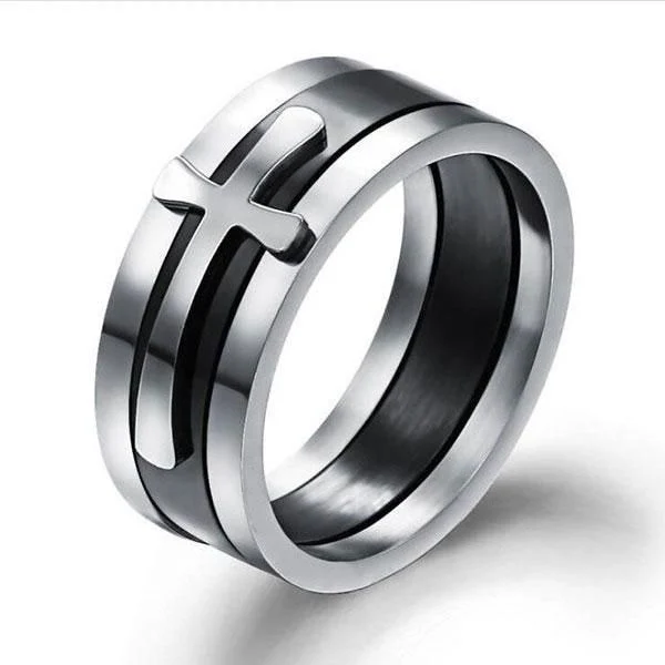 Detachable Cross Titanium Steel Men's Wedding Band