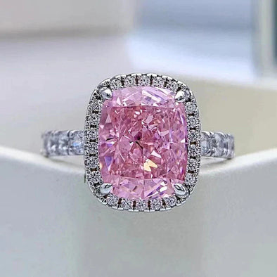 Gorgeous Pink Halo Cushion Cut Engagement Ring