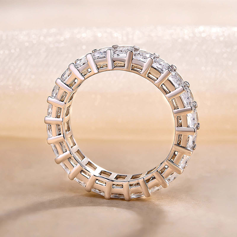 Elegant Radiant Cut Eternity Band In Sterling Silver