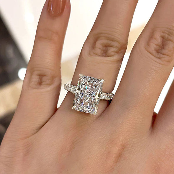 Radiant Cut Solitaire Engagement Ring In Sterling Silver