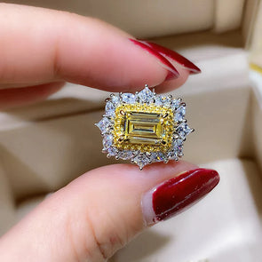 Gorgeous Vintage Fancy Yellow Sterling Silver Engagement Ring