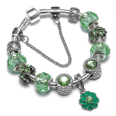 Flower Design Hidden Clasp Charm Bracelet