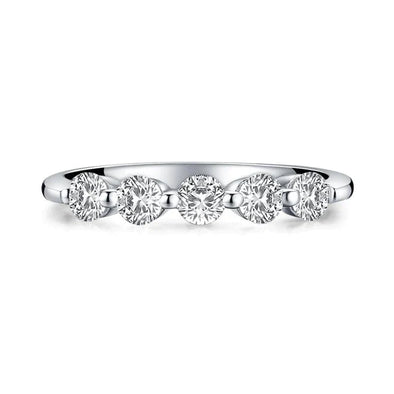 Five-Stone 925 Sterling Silver Wedding Band