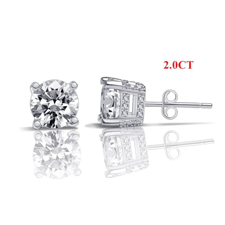 Round Cut 2.0ct Double Under Halo Diamond Stud Earrings