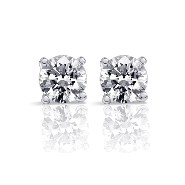 Round Cut 2.0ct Double Under Halo Diamond Stud Earrings