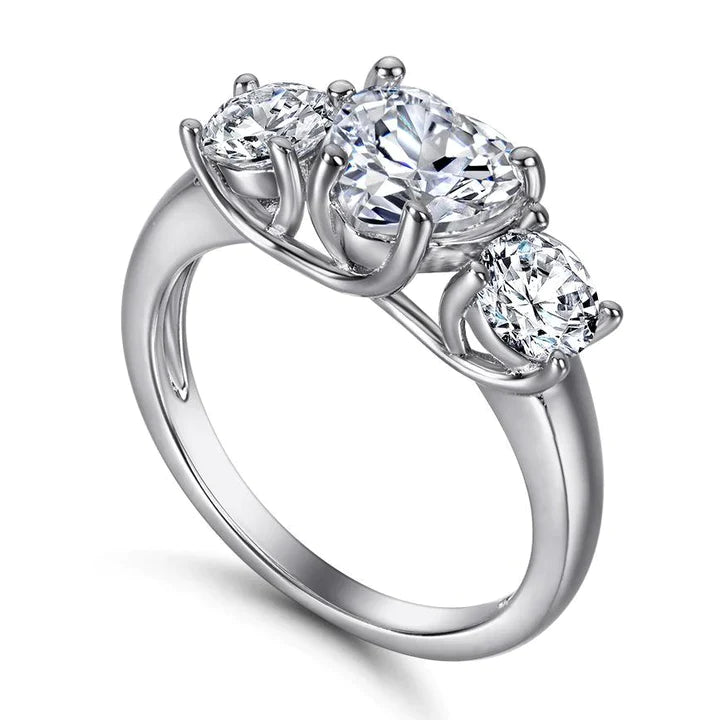 Heart Three Stone Engagement Ring