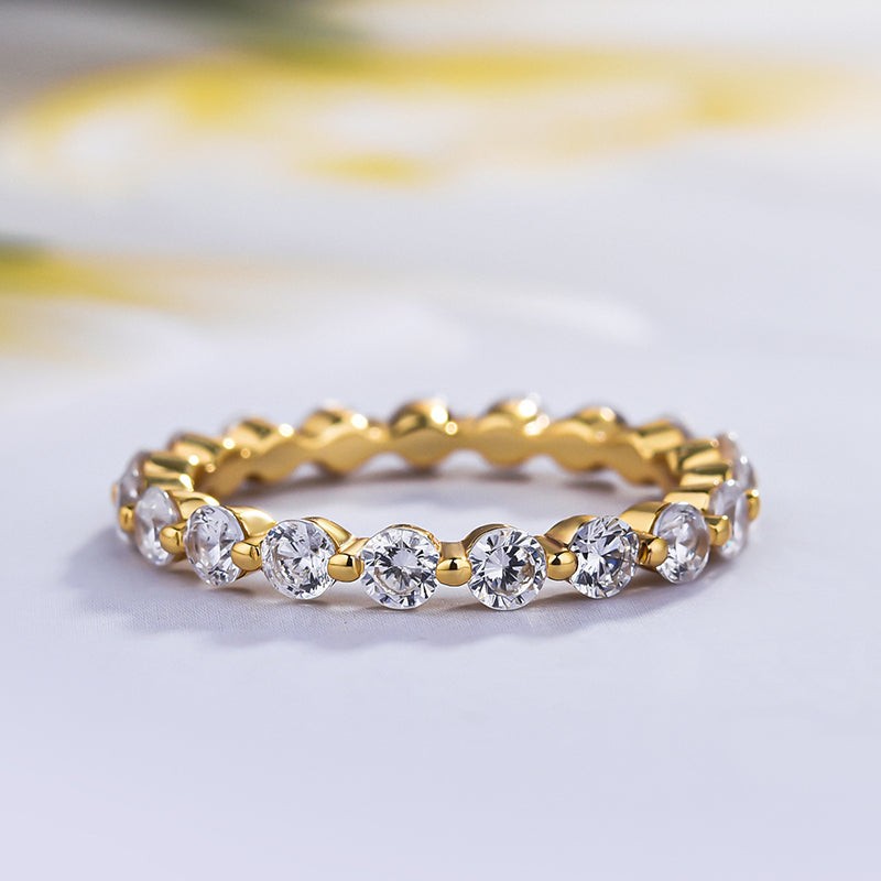 Stunning Radiant Cut Sterling Silver Bridal Set In Golden Tone