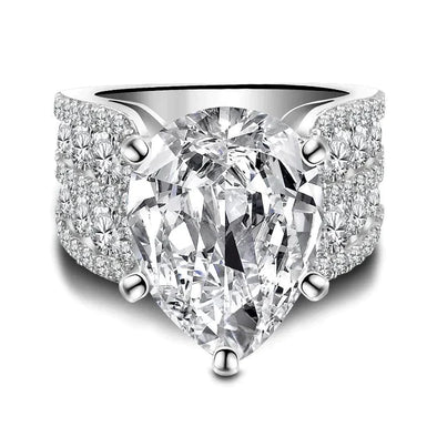 Stunning 9.0CT Pear Cut Engagement Ring in Widen Band